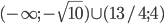 (-\infty; -\sqrt{10})\cup (13/4; 4)