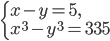 \left\{\begin{array}{l l} x-y=5,\\ x^3-y^3=335 \end{array}\right.
