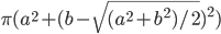 \pi(a^2+(b-\sqrt{(a^2+b^2)/2})^2)