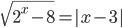 \sqrt{2^x-8}=|x-3|