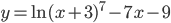 y=\ln(x+3)^7-7x-9
