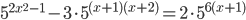 5^{2x^2-1}-3\cdot 5^{(x+1)(x+2)}=2\cdot 5^{6(x+1)}