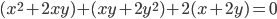  (x^2+2xy)+(xy+2y^2)+2(x+2y)=0