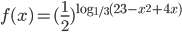 f(x)=(\frac{1}{2})^{\log_{1/3}(23-x^2+4x)}