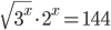 \sqrt{3^x}\cdot 2^x=144
