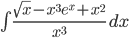 \int \displaystyle\frac{\sqrt{x}-x^3e^x+x^2}{x^3}\,dx