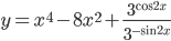 y=x^4-8x^2+\displaystyle\frac{3^{\cos^2 x}}{3^{-\sin^2x}}