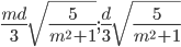 \frac{md}{3}\sqrt{\frac{5}{m^2+1}}; \frac{d}{3}\sqrt{\frac{5}{m^2+1}}