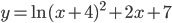 y=\ln (x+4)^2+2x+7
