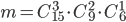 m=C_{15}^3\cdot C_9^2\cdot C_6^1