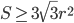 S\ge 3\sqrt{3}r^2