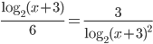 \frac{\log_2(x+3)}{6}=\frac{3}{\log_2(x+3)^2}