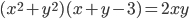 (x^2+y^2)(x+y-3)=2xy