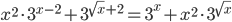 x^2\cdot 3^{x-2}+3^{\sqrt{x}+2}=3^x+x^2\cdot 3^{\sqrt{x}}