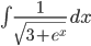 \int \displaystyle\frac{1}{\sqrt{3+e^x}}\,dx
