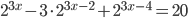 2^{3x}-3\cdot 2^{3x-2}+2^{3x-4}=20