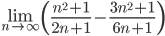 \lim_{n \to \infty}{\left( \frac{n^2+1}{2n+1}-\frac{3n^2+1}{6n+1}\right)}