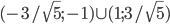 (-3/\sqrt{5};-1)\cup (1;3/\sqrt{5})