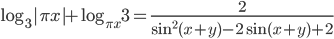\log_3|\pi x|+\log_{\pi x}3=\frac{2}{\sin^2 (x+y)-2\sin (x+y)+2}