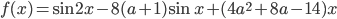 f(x)=\sin 2x-8(a+1)\sin x+(4a^2+8a-14)x