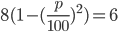 8(1-(\frac{p}{100})^2)=6